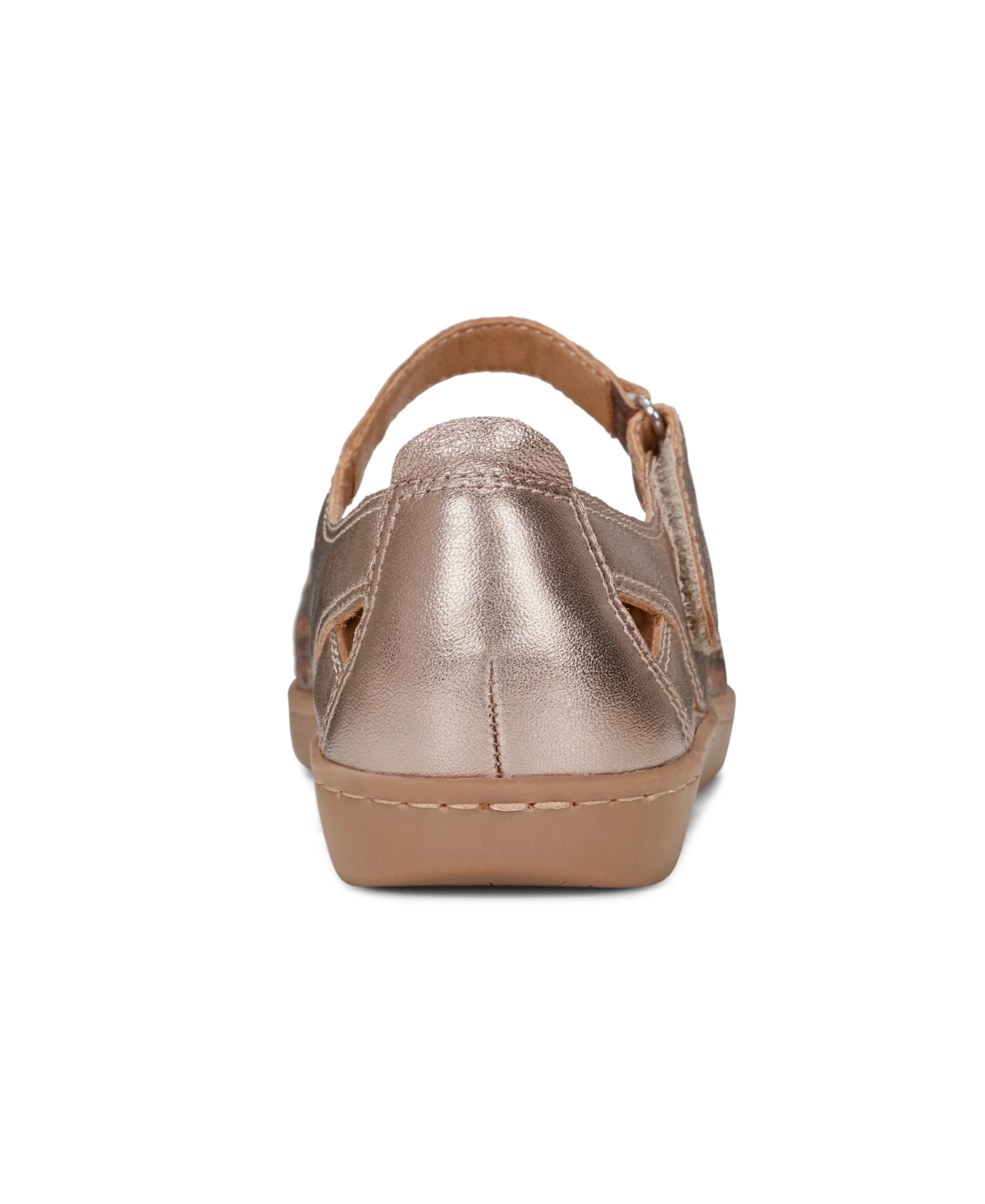 Shop Earth Women's Lady Perforated Mary Jane Flats In Rose Gold Leather