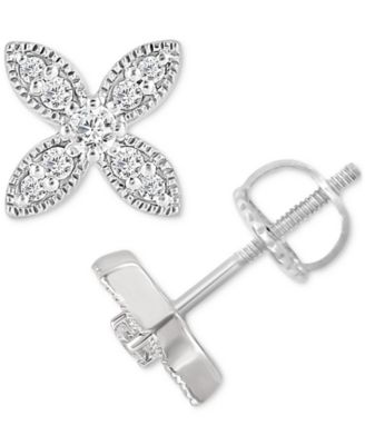 Macy's - Diamond Flower Stud Earrings (1/6 ct. t.w.) in 10k White Gold