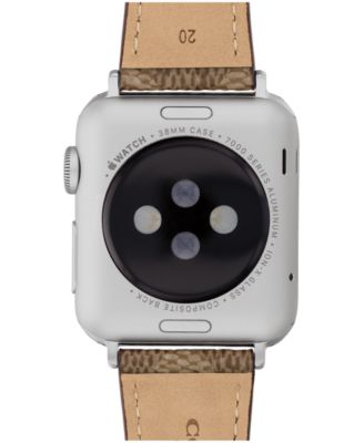 Women's Tan Coach Signature Canvas Leather Strap Band for Apple Watch 38mm, 40mm, 41mm