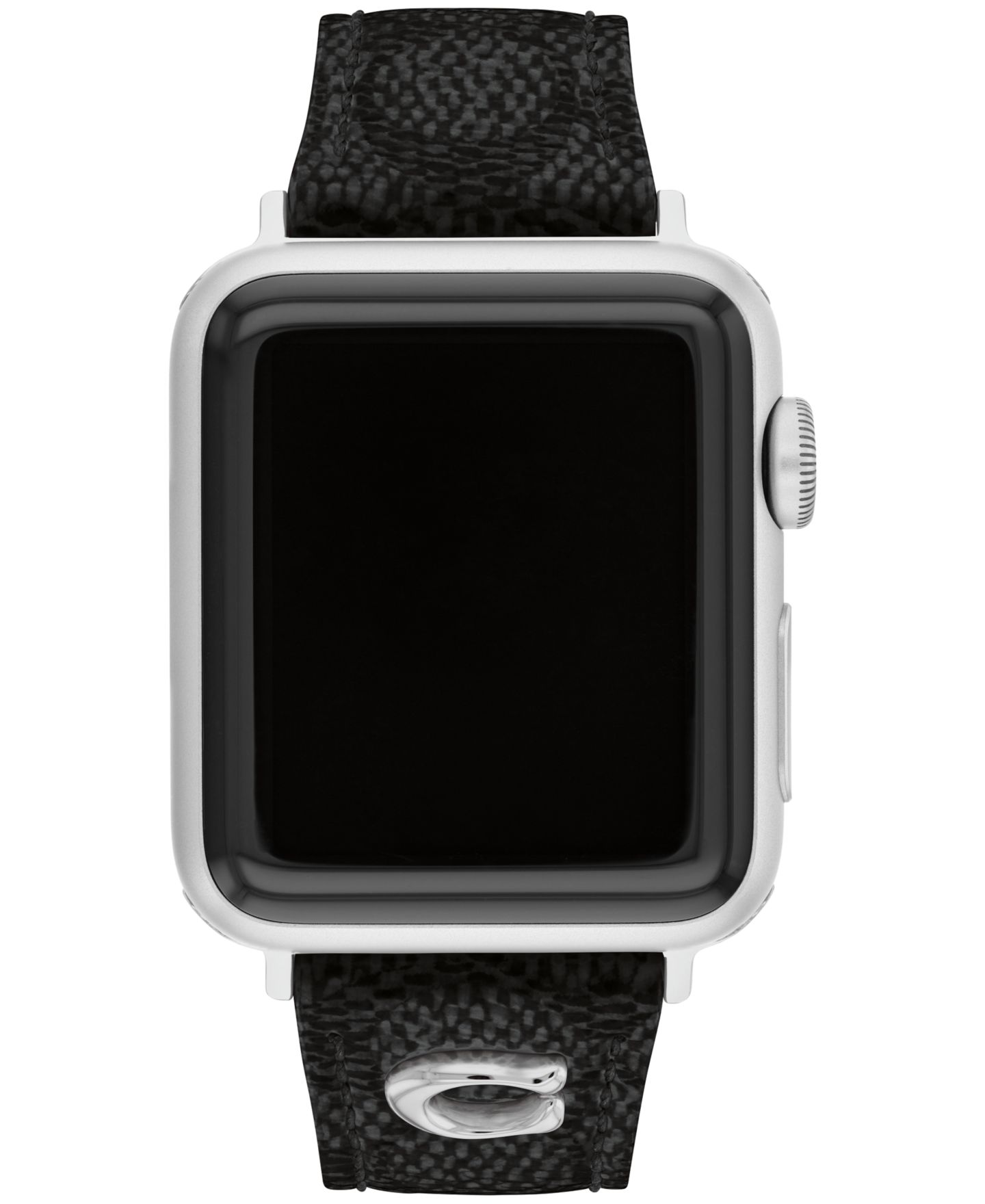 Женские ремешки для часов Black Coach Signature Canvas Leather Strap Band for Apple Watch 38mm, 40mm, 41mm — фото 1