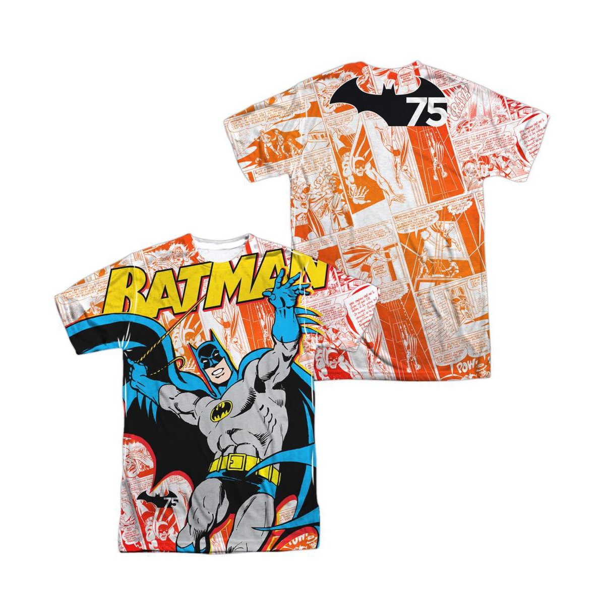 Mens 75 Panels (Front/Back Print) Short Sleeve Adult Poly Crew Tee / T-Shirt - White