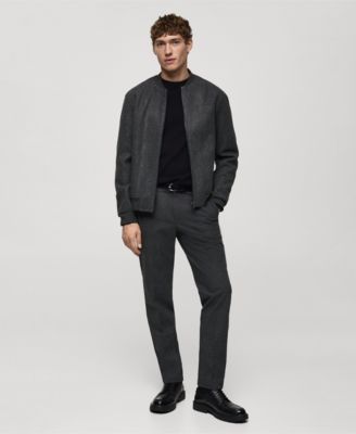 MANGO Men's Slim-Fit Flannel Bomber Jacket