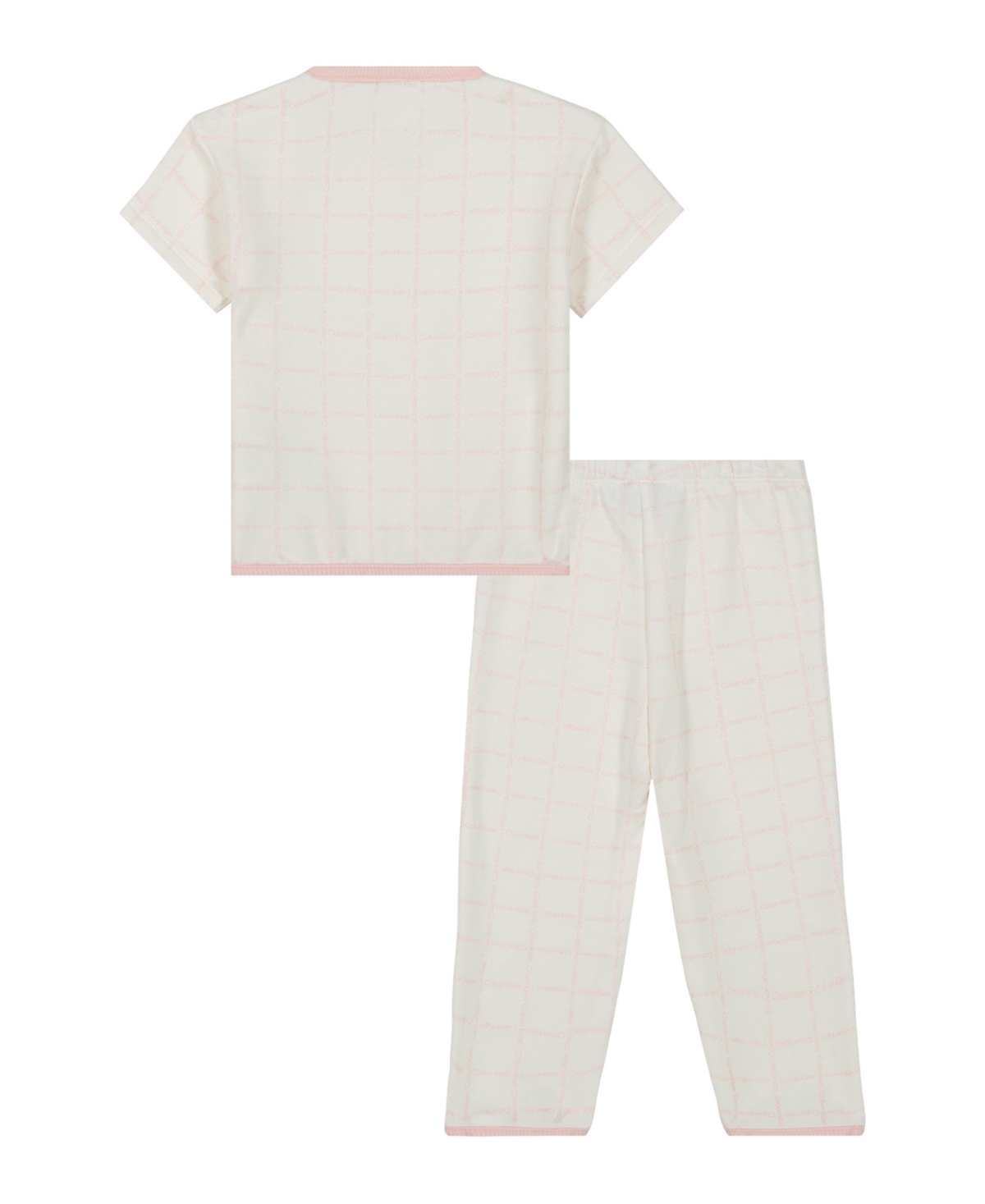 Calvin Klein Baby Girls Logo Print French Terry Tee And Pants, 2-piece Set In Chintz Rose,egret