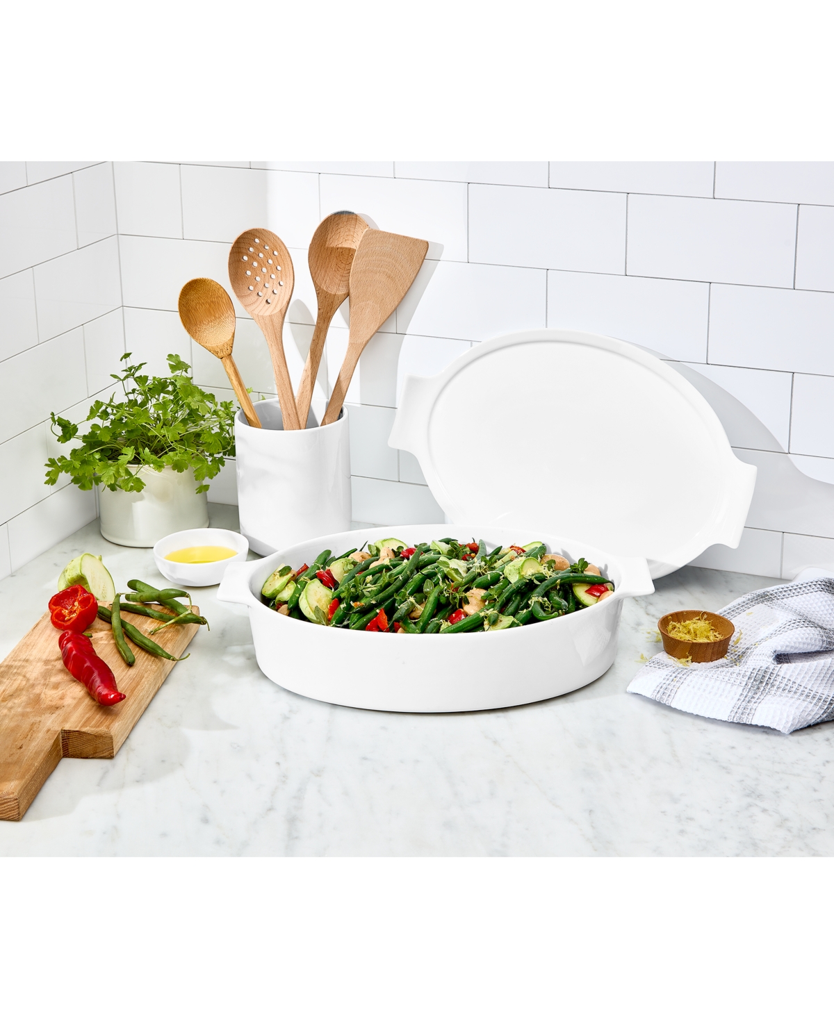 The Cellar James Oval Baker With Lid, Exclusively At Macy's In White