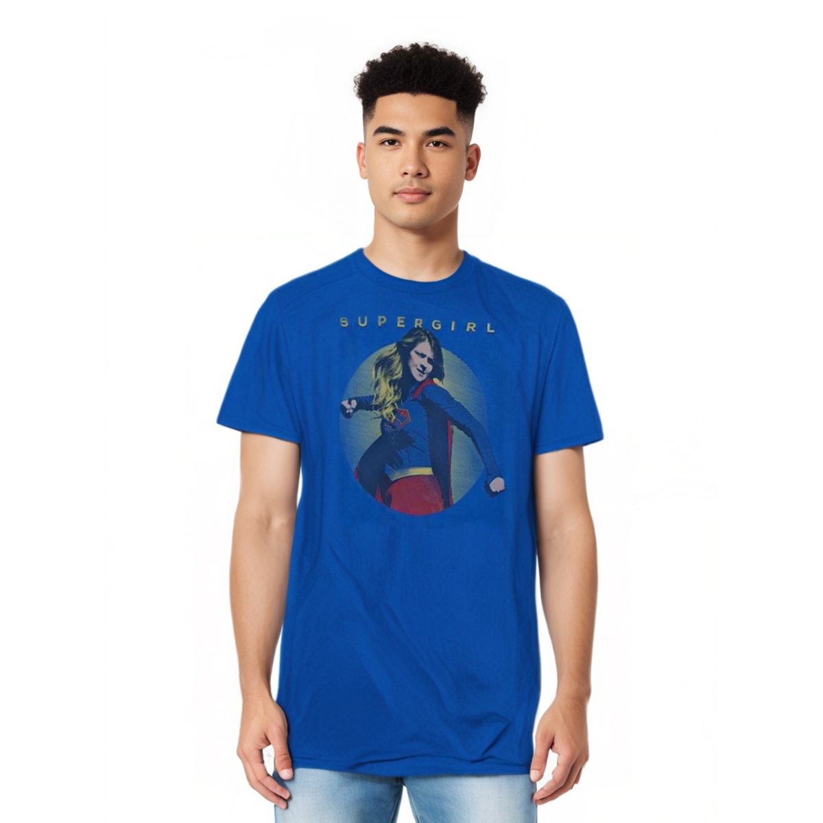 Mens Classic Hero Short Sleeve Adult Tee / T-Shirt - Medium blue