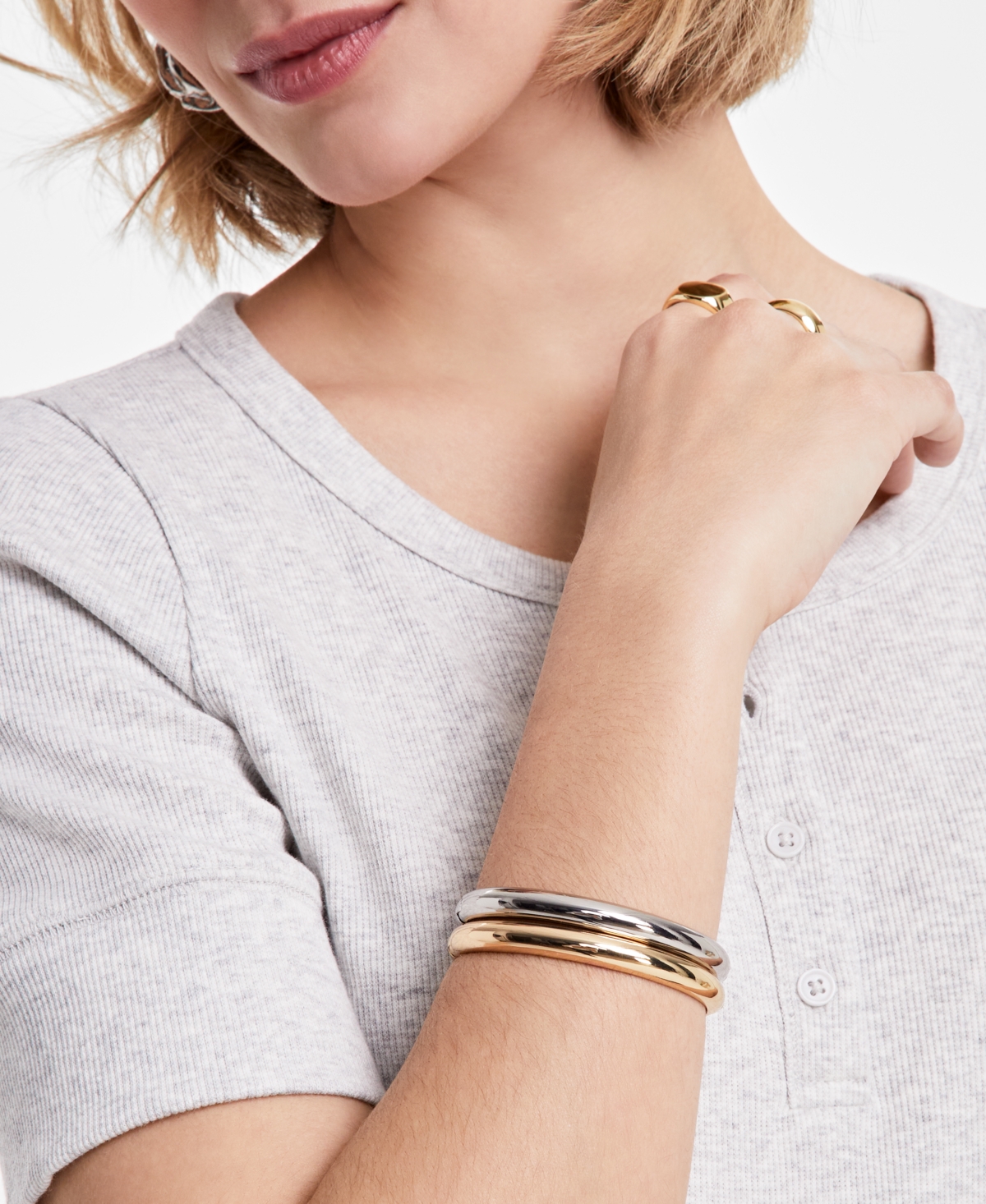 ON 34TH 2-PC. TWO-TONE BANGLE BRACELETS, EXCLUSIVELY AT MACY'S 