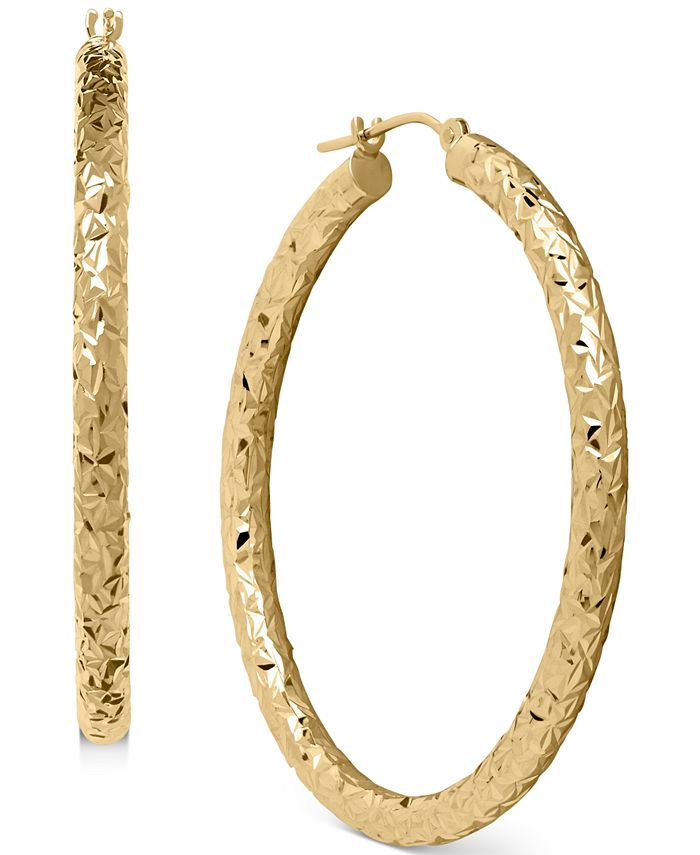 Macy's Diamond-Cut Hoop Earrings in 14k Gold & Reviews - Earrings - Jewelry  & Watches - Macy's