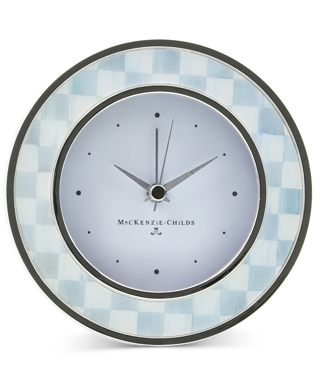 MACKENZIE-CHILDS STERLING CHECK ROUND DESK CLOCK 