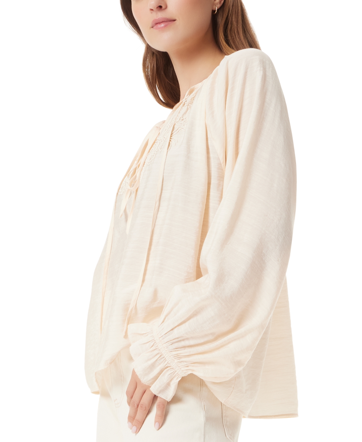 SAM EDELMAN WOMEN'S KELSIE BEAD-EMBELLISHED BLOUSON-SLEEVE BLOUSE 