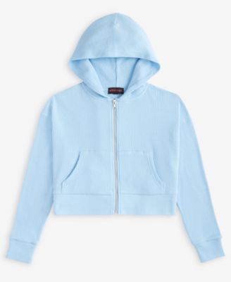 With Jules - Big Girls Hooded Waffle Zip-Up Hoodie