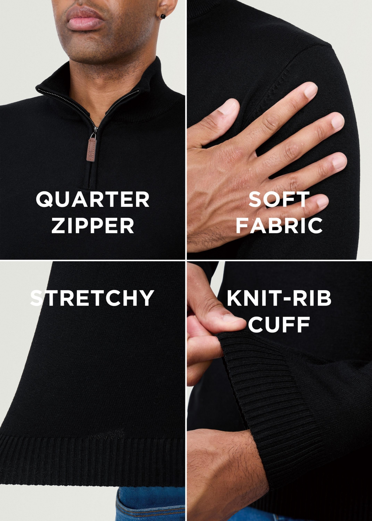 Spring + Mercer Men's Quarter Zip Mock Neck Sweater