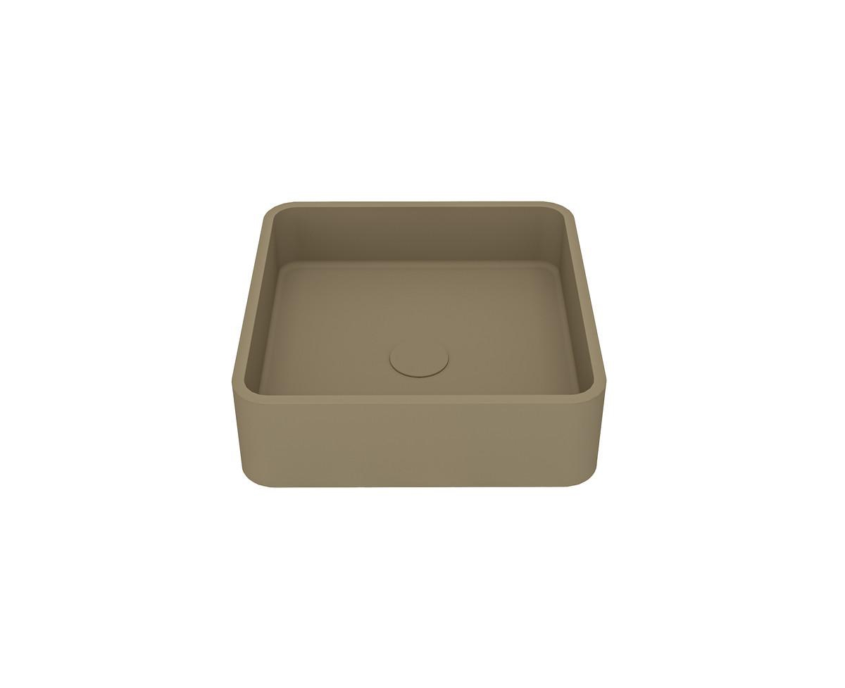 Square Vessel Bathroom Sink - Taupe clay