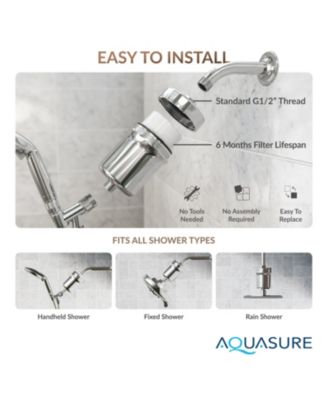 Multi-Stage Shower Filter with Replaceable Cartridge - Chrome | Removes Chlorine, Heavy Metals, Chemicals | Reduces Itchy Skin, Dandruff, Eczema | Improves pH, Skin, Hair & Nails