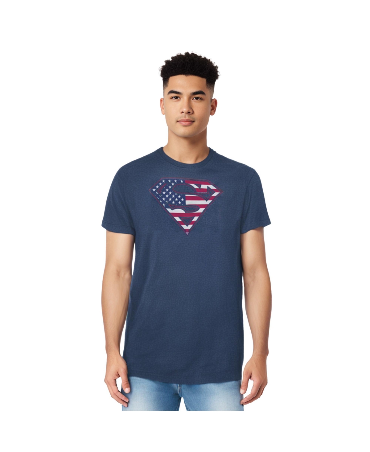 Mens U S Shield Adult Heather Tee / T-Shirt - Navy