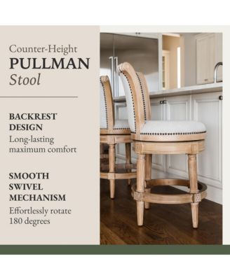 Pullman Counter Stool, Weathered Oak Finish & Sand Color, Set of 3