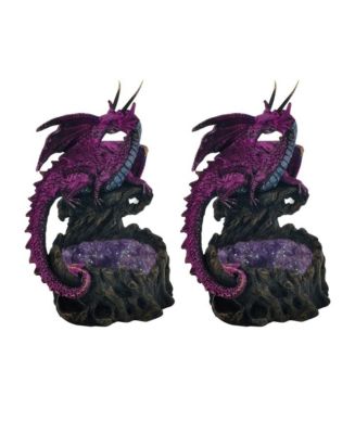 FC Design "2-PC Set" 6"H Purple Dragon on Faux Crystal Cave Figurine ...