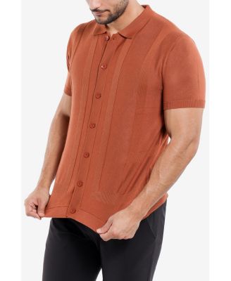 Men's Classic Ribbed Texture Polo Sweater