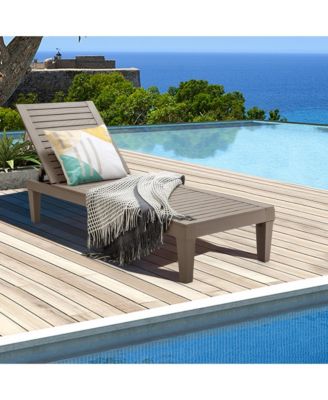 Patio Outdoor Chaise Lounge Chair Recliner w/ Adjustable Backrest