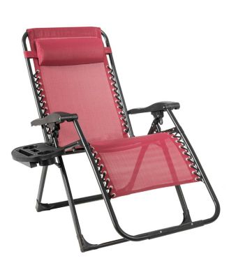 Folding Zero Gravity Lounge Chair Recliner w/ Cup Holder Tray Pillow