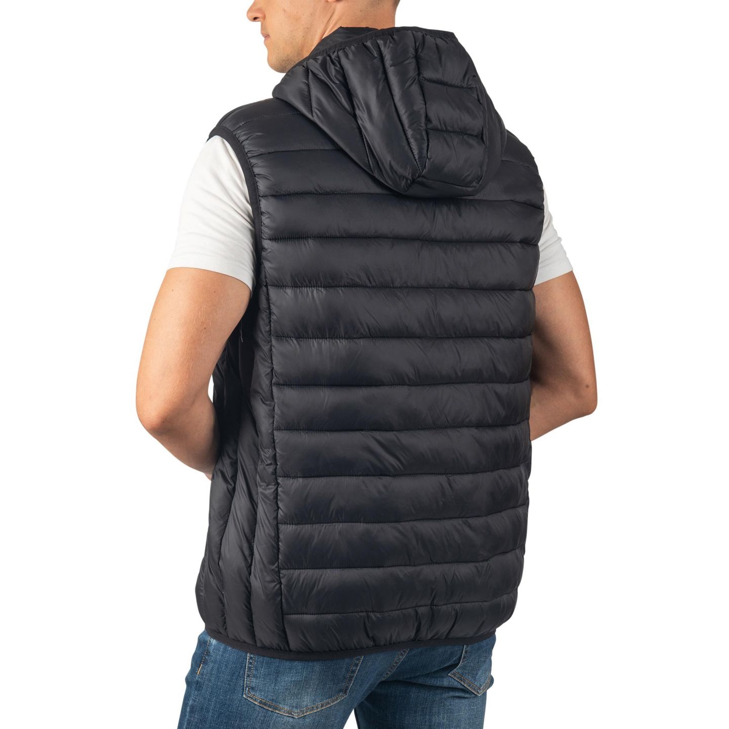Мужская куртка Alpine Swiss Gage Hooded Puffer Vest Down Alternative Packable Vest, цвет: Чёрный — фото 6