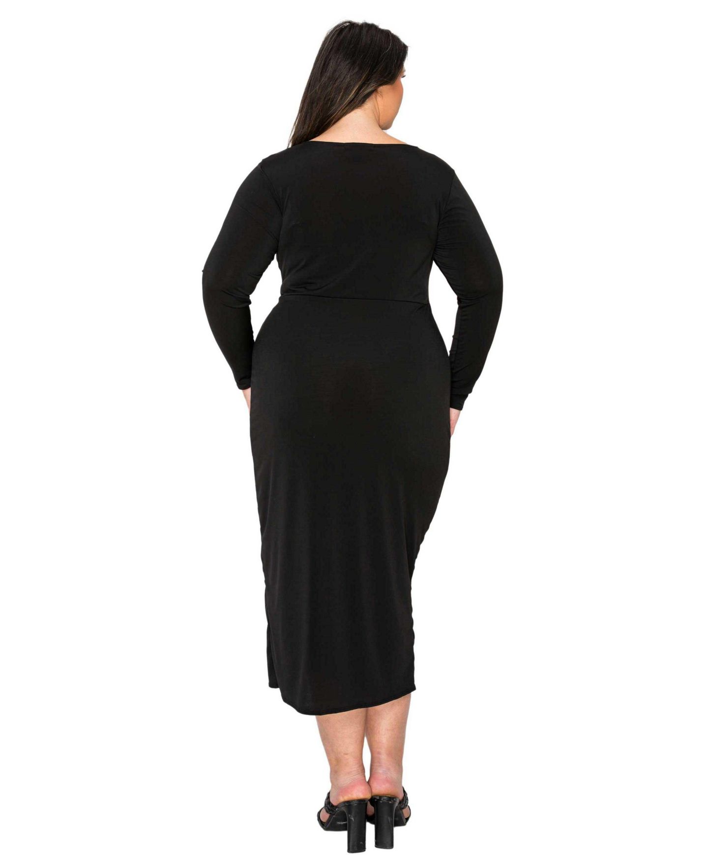 Женское платье L I V D Plus Size Estelle Ruched Bodycon Midi, цвет: Чёрный — фото 3