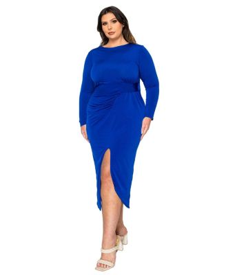 Plus Size Estelle Ruched Bodycon Midi Dress