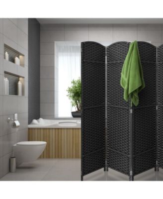 8 Panel Room Divider Panel, 6 ft. Tall Extra Wide Double Hinged Panels - Folding Privacy Screens - Gray Line