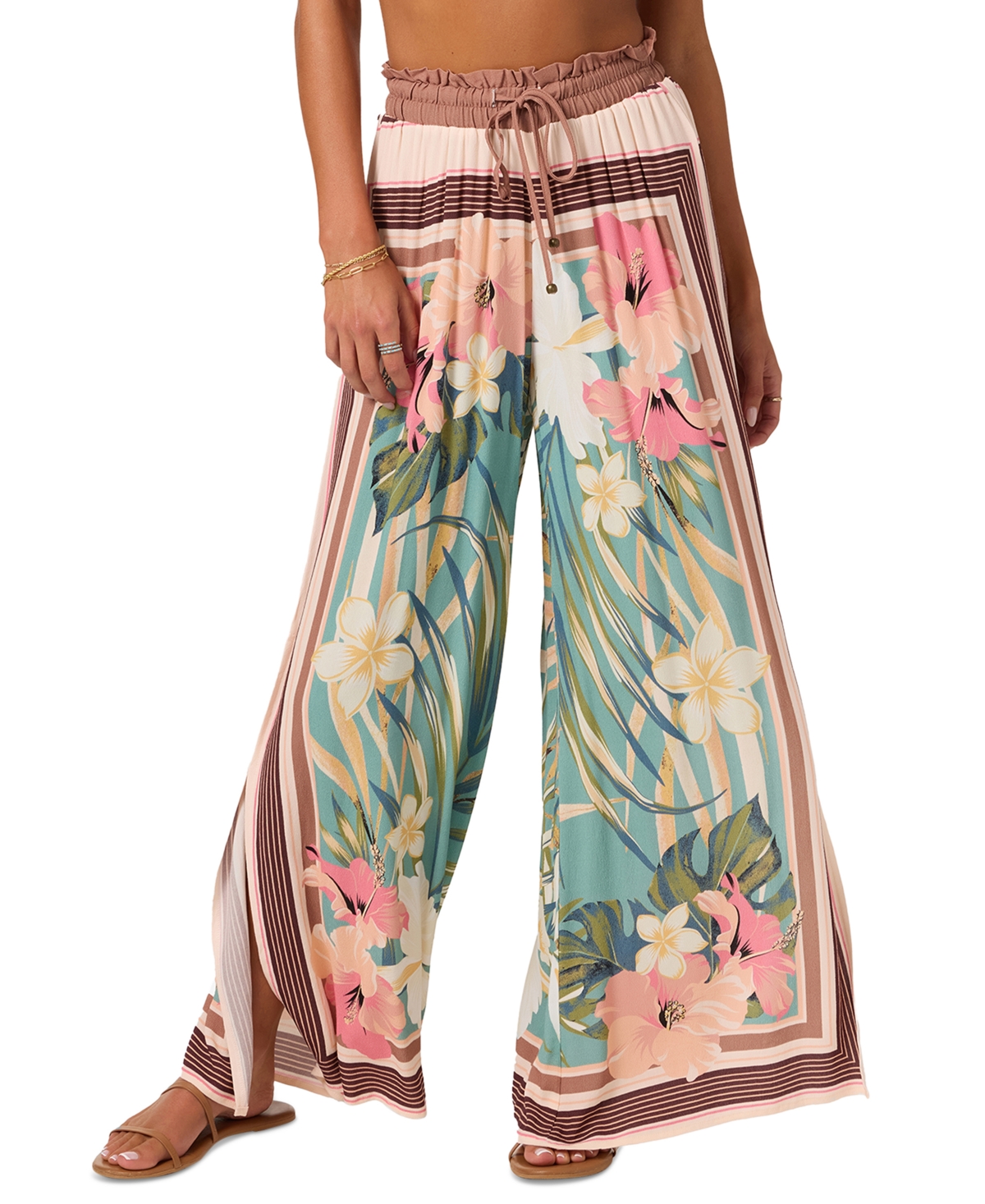 Women's Tropics Drawstring Wide-Leg Pants - Oil Blue