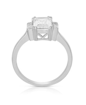 Cubic Zirconia Sterling Silver Asscher-cut Cubic Zirconia Ring