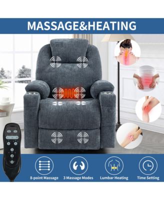 Power Lift Recliner Chair, Heavy Duty, 350 LBS Capacity, Dual Motor, Massage & Heating, USB & Type-C Ports