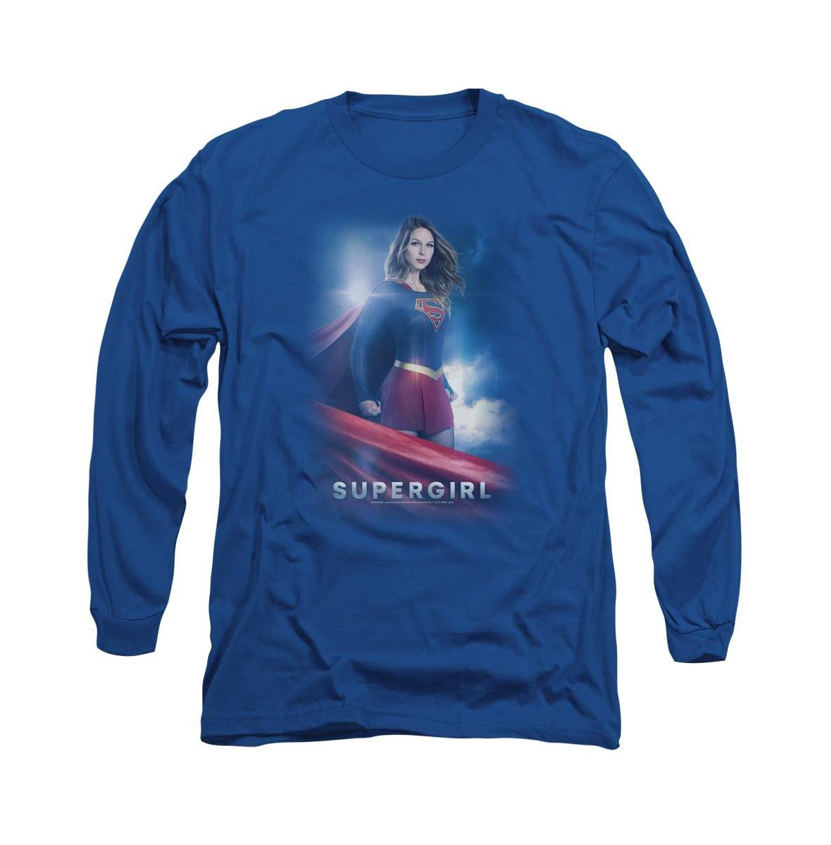 Men's Kara Zor El Long Sleeve Adult Tee / T-Shirt - Medium blue