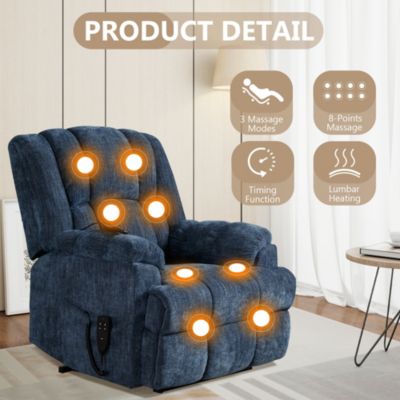 Dual Motor Heat Massage Infinite Position Up to 350 LBS Electric Power Lift Recliners with Power-Remote