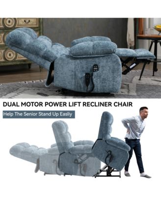 Lift Recliner Chair Heat Massage Dual Motor Infinite Position Up to 350 LBS Large Electric Power Lift Recliners with Power-Remote