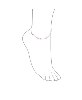 Double Chain Moon Stars Anklet Ankle Bracelet Rose Gold Sterling Silver