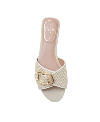 LEIGHTON | Raffia Sandals With Golden Buckle