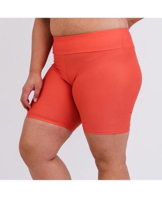 Plus Size Chlorine Resistant High Waisted Mid-Thigh Swim Shorts