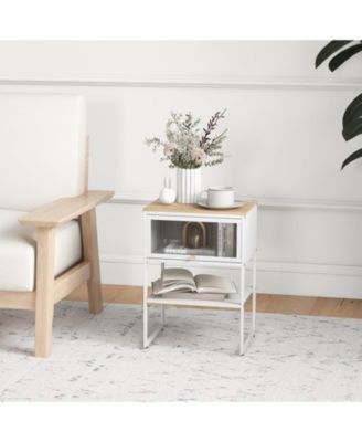 Nightstand with Flip up Door Storage Shelf