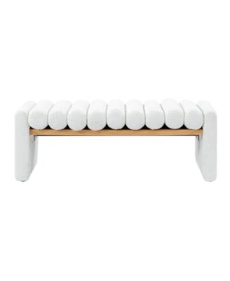 Modern Bench with Solid Wood and Removable Round Bolster Cushions
