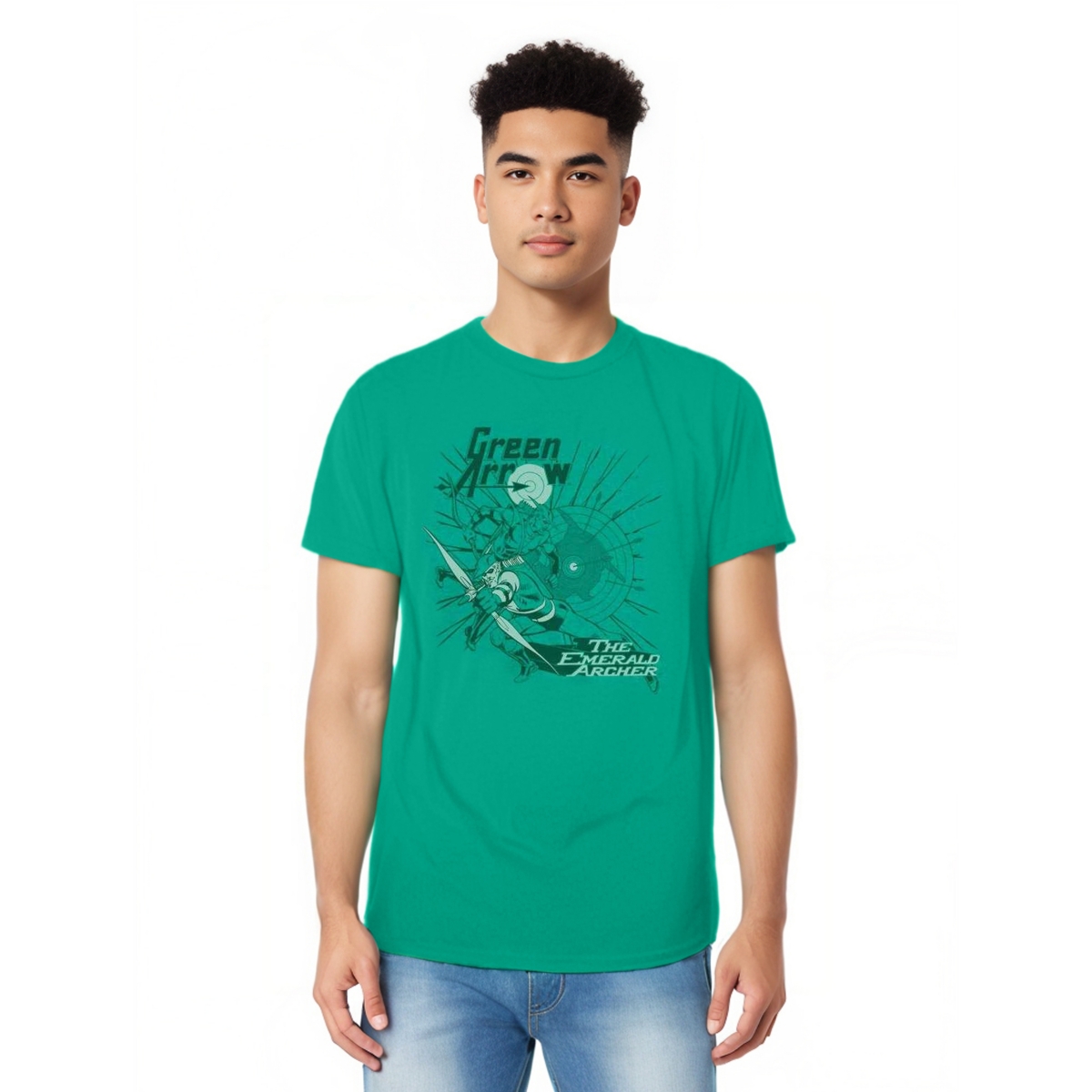Men's Dc Comics Green Arrow The Emerald Archer Adult Heather Tee / T-Shirt - Medium green