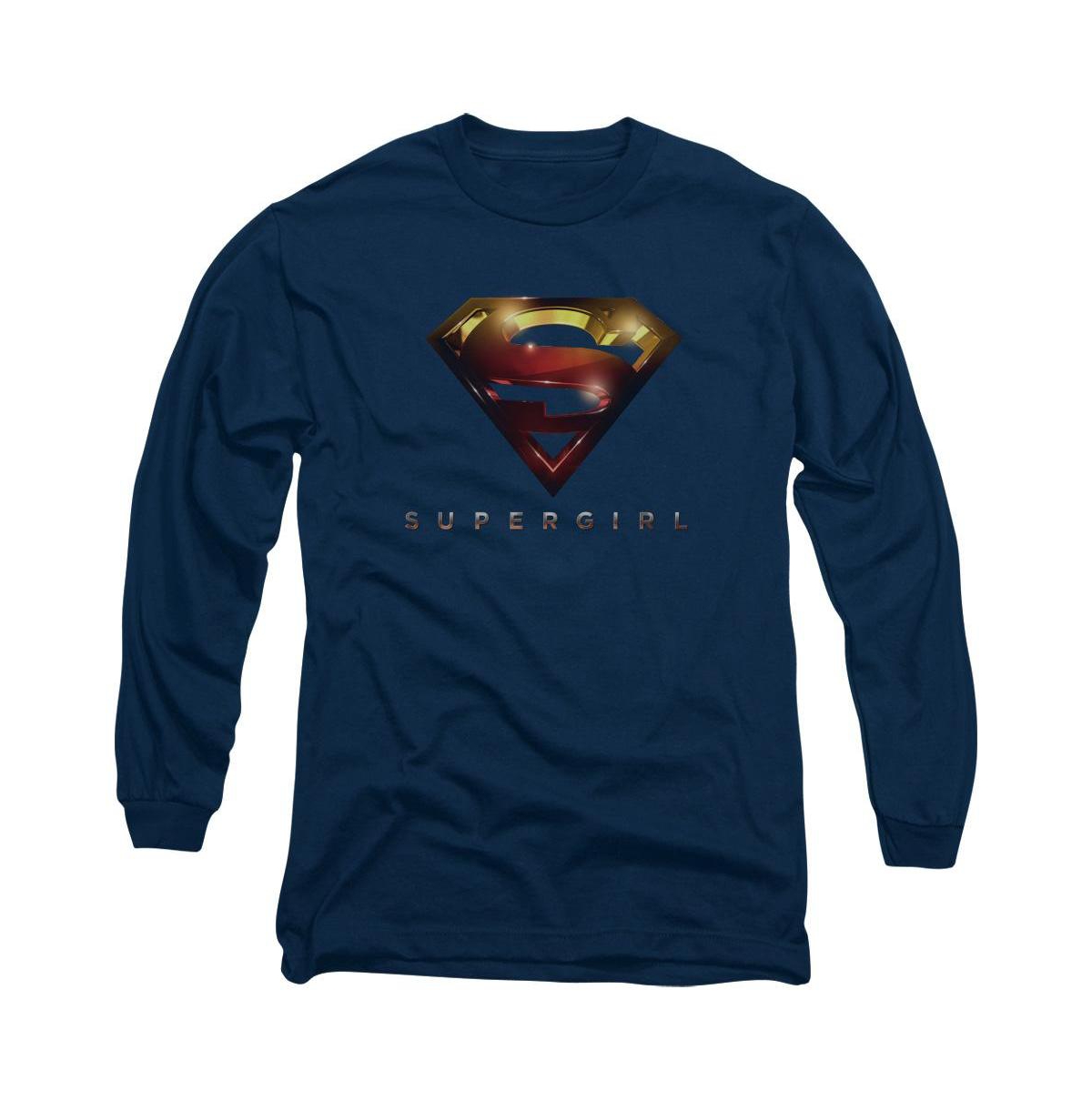 Men's Logo Glare Long Sleeve Adult Tee / T-Shirt - Navy