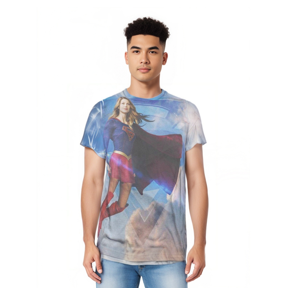 Mens Up In The Sky Adult Poly/Cotton Short Sleeve Tee / T-Shirt - White