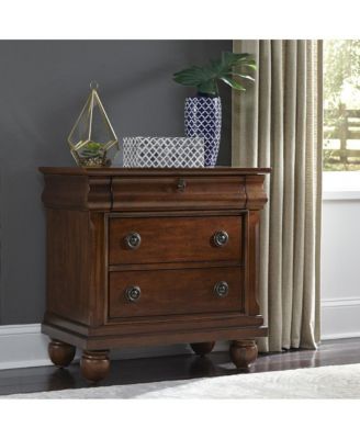 1Pc Rustic Cherry Finish, 3 Drawers, Felt-Lined Top, Bun Feet, Louis Philippe Style Night Stand