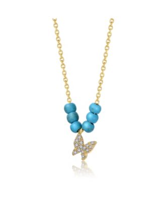 Stylish 14k Gold Plated with Pearls and Butterfly Necklace