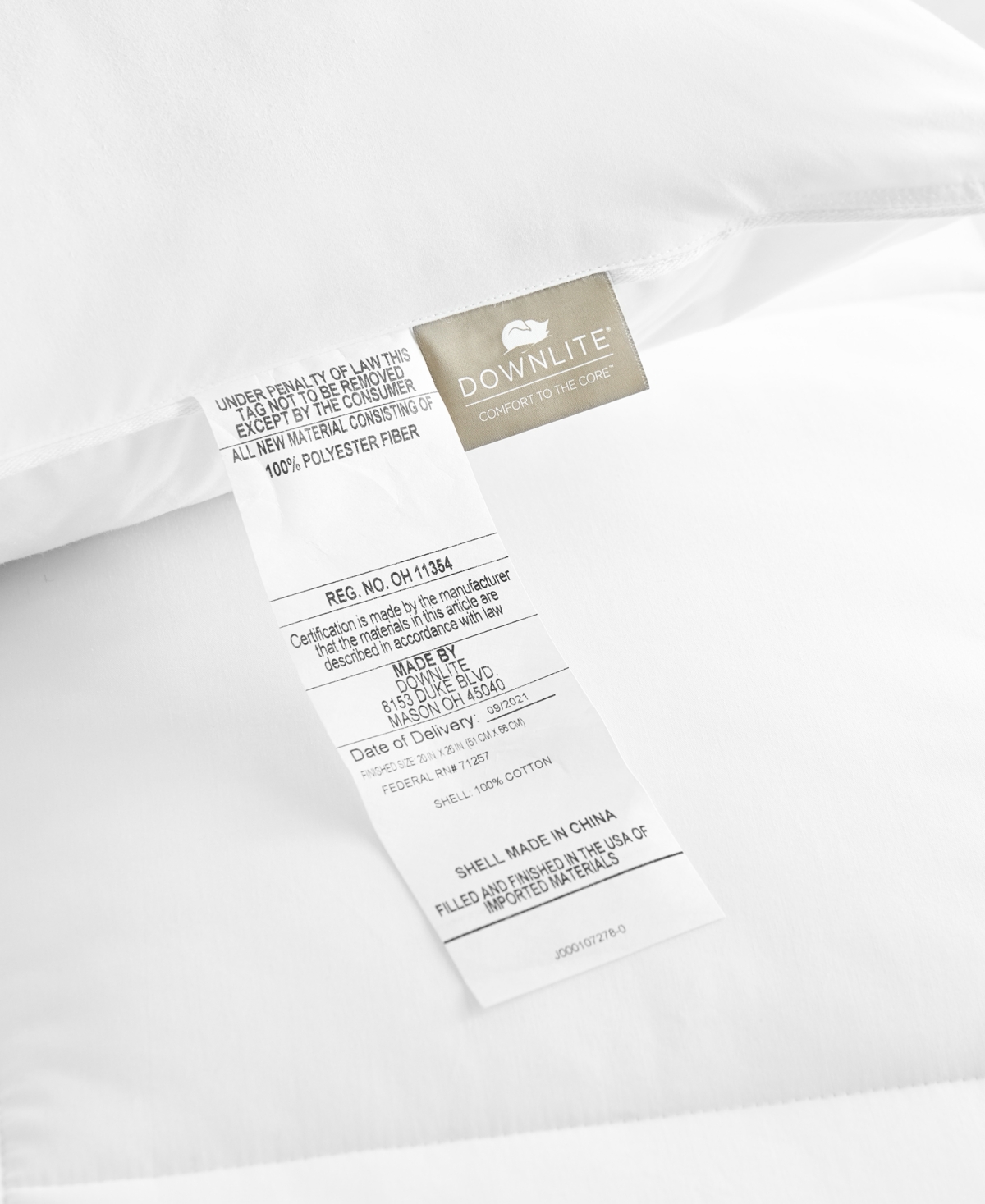 Downlite Enviroloft Soft/medium Density Down Alternative Pillow, King In White