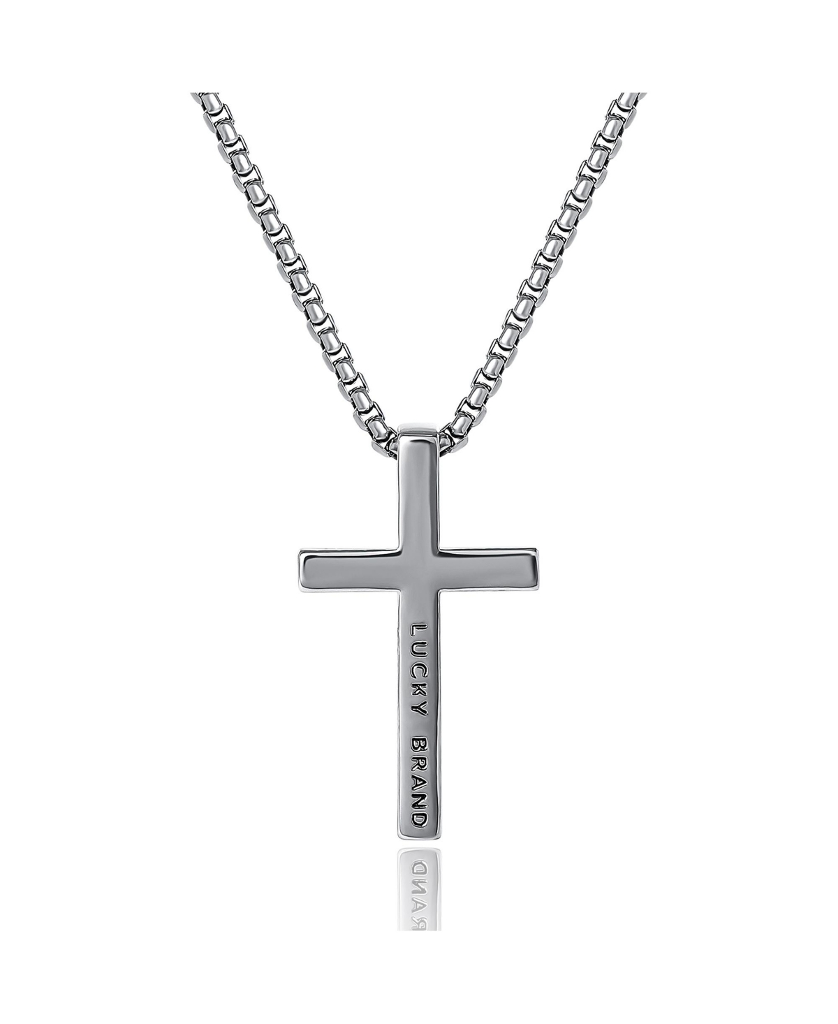 Cross Pendant Necklace - 22'' - Silver tone