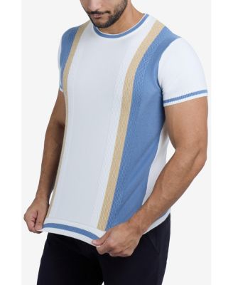 Men's Jacquard Crew Neck Short Sleeve Sweater