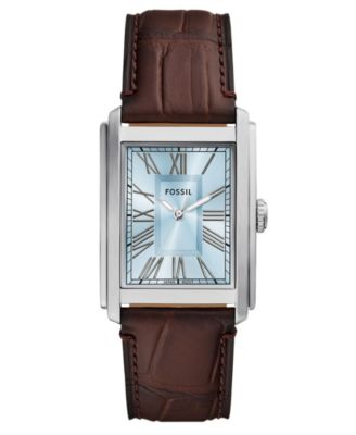 Men's Carraway Three-Hand Brown Leather Watch, 30mm