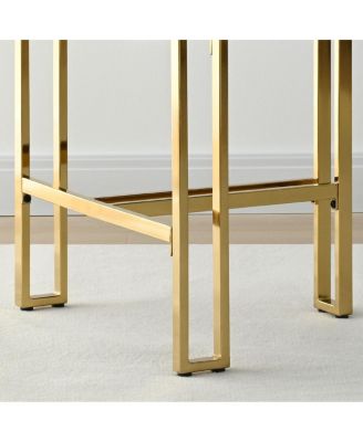 Set of 3 Faux Leather Counter Stools–Curved Armrests, Gold Legs, Modern Design for Kitchen & Bar