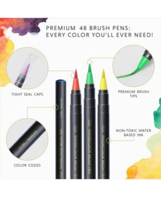 48 Premium Watercolor Brush Pens, Highly Blendable, No Streaks, Water Color Markers, Unbelievable Value, Water Brush Pen, for Beginner to Professional Artist (48 Colors Brush Pens)