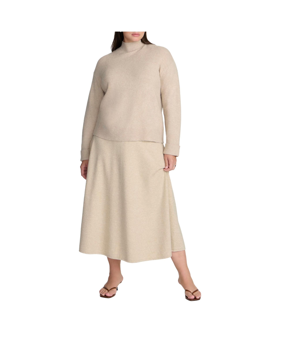 Elements Women's Plus Size Maxi Sweater Skirt - Oatmeal heather